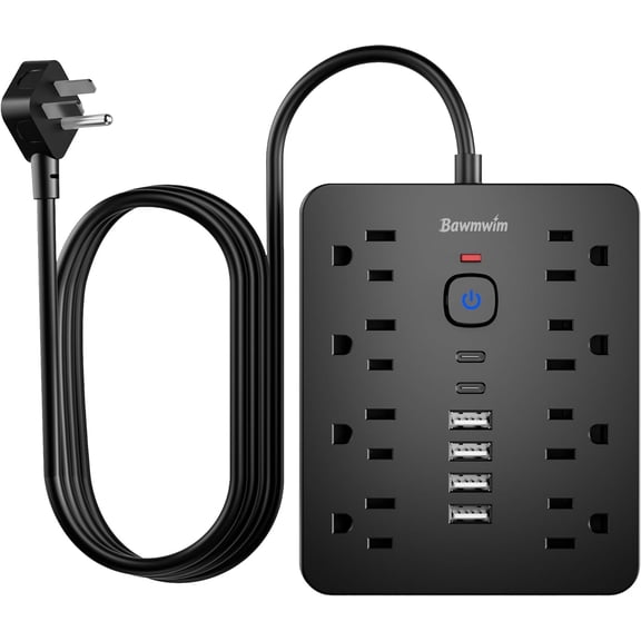 Sur Protector Power Strip, 8 Outlets(1850W/15A/14AWG), 6 USB Charging Ports(2 USB C), 6FT Flat Plug Extension Cord Outlet Extender with Overload Protection, ETL Certified for Office