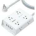 thumbnail image 1 of Surge Protector Power Strip - 8 Widely Outlets with 4 USB Ports(1 USB C Outlet), 3-Side Outlet Extender Strip with 5Ft Extension Cord, Flat Plug, Wall Mount for Dorm Home Office, ETL Listed, 1 of 4