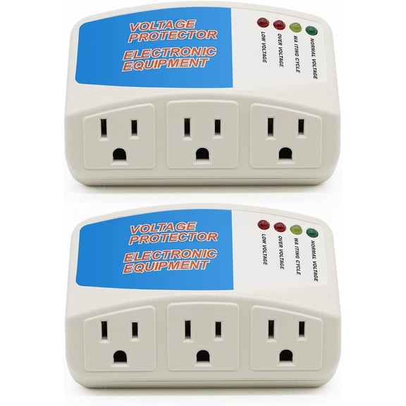 Sur Protector Power Strip Home Appliance, 3 Outlet Power Sur Protector, Volta Protector Brownout Sur Refrirator 1875 Watts, 120V, 15A, 2 Pack