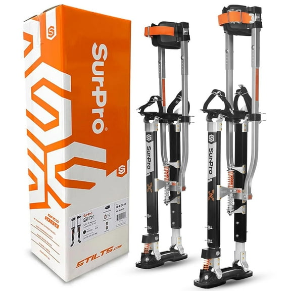SurPro Double-Sided Drywall Stilts, Magnesium Base, 26 - 40 Height, QuadLock Contractor-Grade Stilts with Patented FLEXION Foot System (S2X-M-2640) for Drywallers, Painters, Stilts Drywall