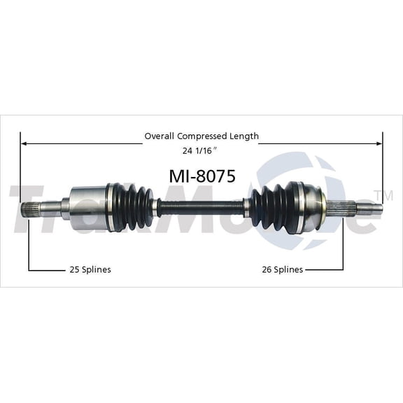 SurTrack MI-8075 CV Axle Shaft Fits select: 1987-1990 PLYMOUTH HORIZON, 1987-1990 DODGE OMNI