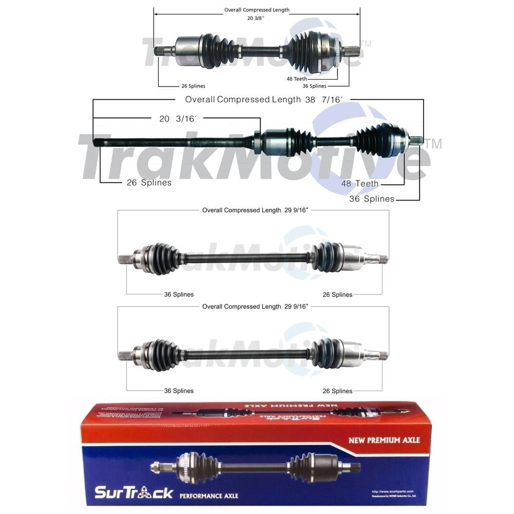 SurTrack Pair Of 2 Rear CV Axle Shafts - Compatible With Mercedes W116, W123, C107 Models