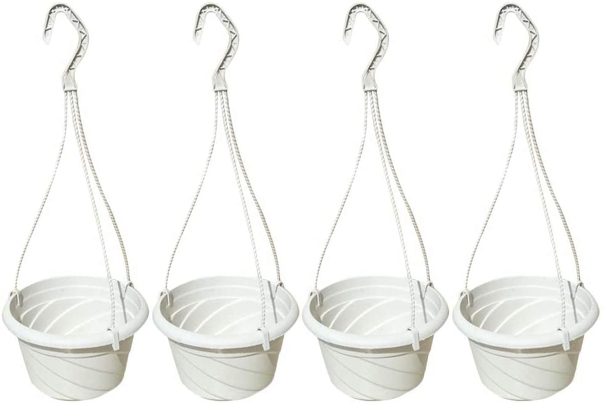 SurVank 413” Round Hanging Planters with Triple-Chain Hanger, Drainage Holes (4 Count)