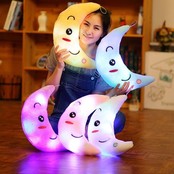 Surakey 5PCS LED Cartoon Moon Plush Doll Night Light Up Stuffed Animal Sleep Toy Pillow Gifts for Toddlers Baby Kids Boys Girls Birthday Valentines 15"