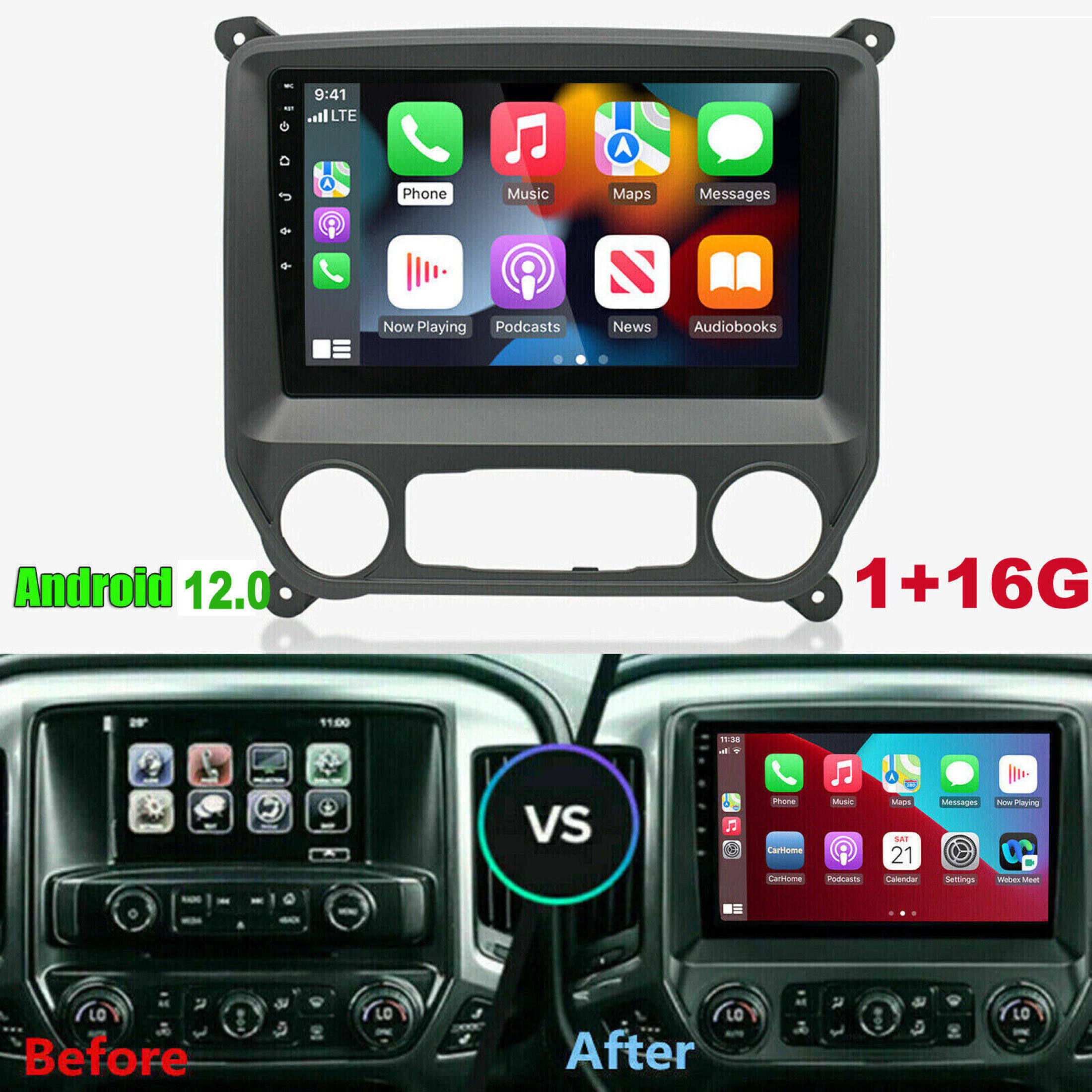 Surakey Android 12 Car Radio Stereo for Chevy Silverado GMC Sierra 2014