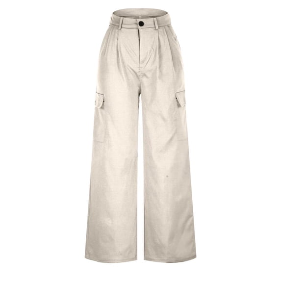 Surakey Cargo Pants for Women High Waist Wide Leg Pant Lounge Baggy Straight Leg Trousers Plain Solid Color Bottom