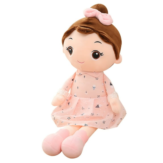 Surakey Toys for Girls 3-6 Years, Soft Rag Doll 17.7 Inch Baby Plush Toy for Toddler Children's Room Decoration Pink