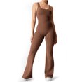 thumbnail image 1 of Surakey Yoga Pants for Women Wide Leg Palazzo Pant Athletics Flare Trousers Bell Bottoms Sleeveless Overalls Jumpsuits Square Neck Playsuit One Piece Workout Rompers, 1 of 7