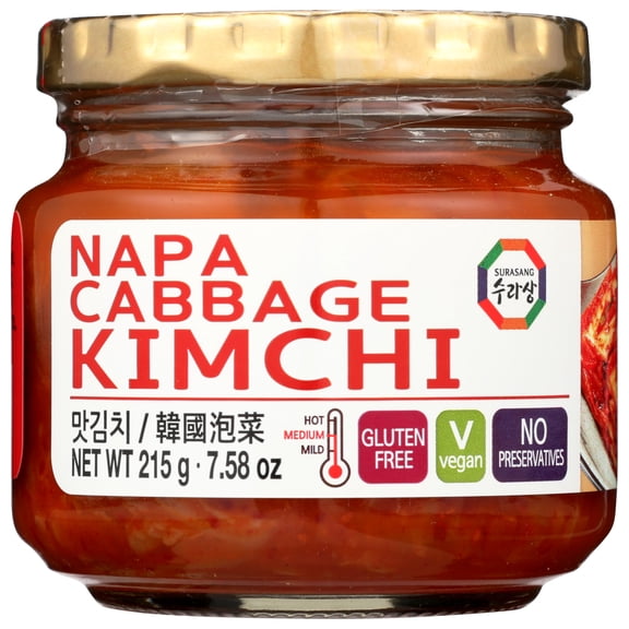 Surasang - Authentic Vegan Napa Cabbage Kimchi - 7.58 Oz, Case of 12