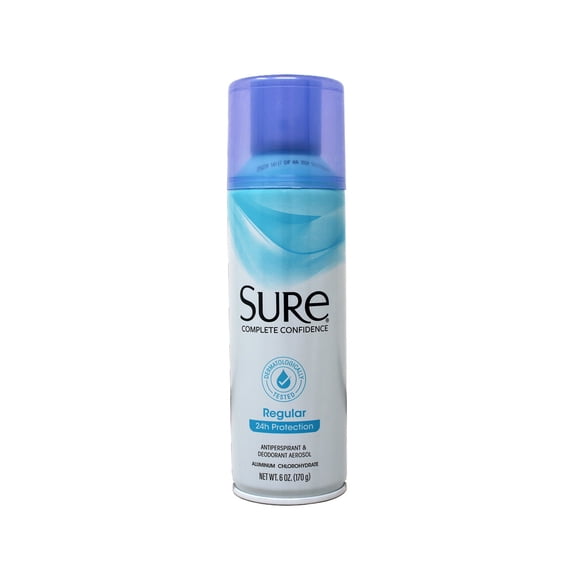 Sure Anti-Perspirant Deodorant Aerosol Spray Regular Scent 6oz Each
