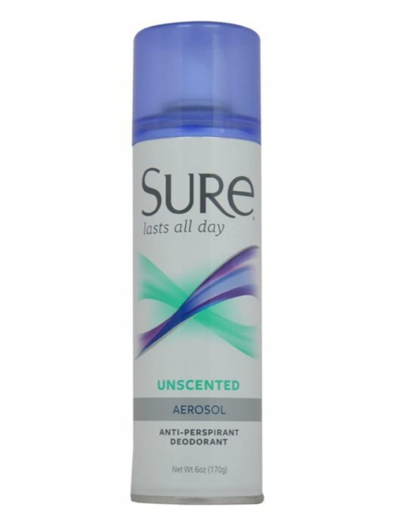 Sure Anti-Perspirant & Deodorant Aerosol Spray Unscented, 6 oz (Pack of 6)