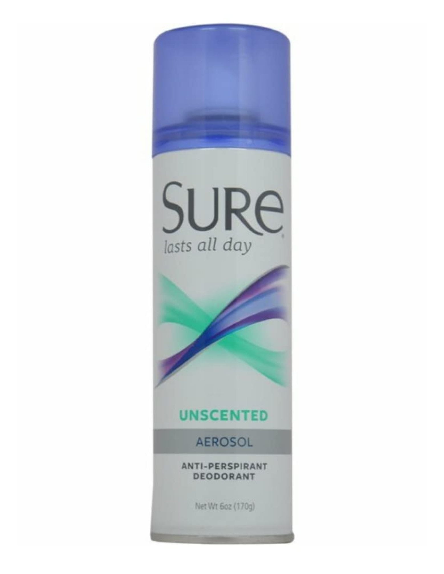 Sure Anti-Perspirant & Deodorant Aerosol Spray Unscented, 6 oz (Pack of 6)