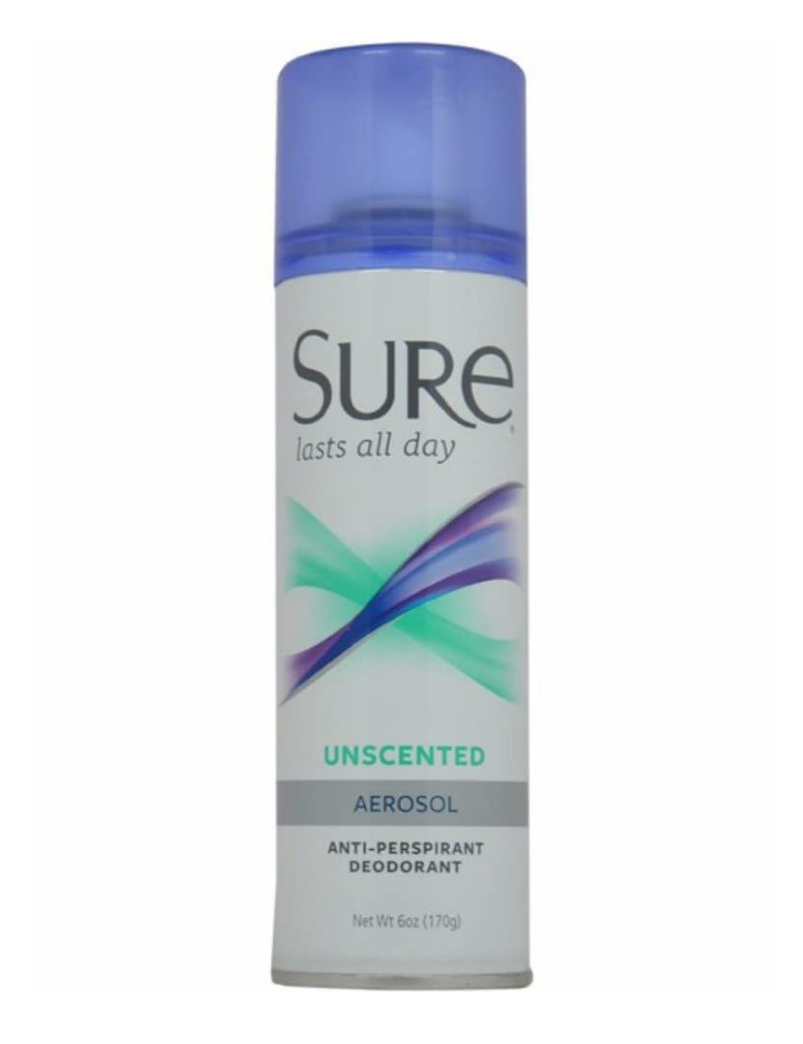 Sure Anti-Perspirant & Deodorant Aerosol Spray Unscented, 6 oz (Pack of 6)