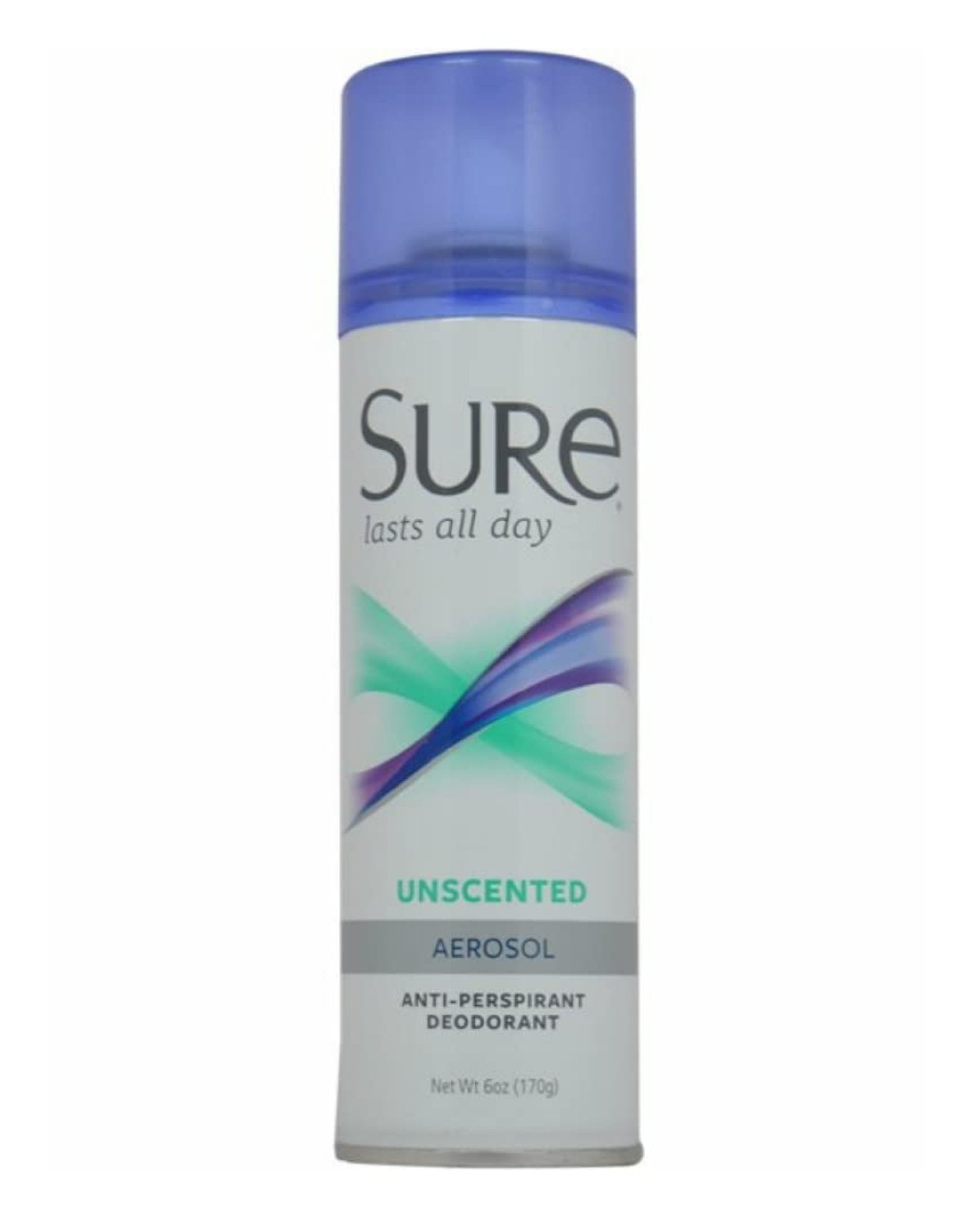 Sure Anti-Perspirant & Deodorant Aerosol Spray Unscented, 6 oz (Pack of 6)