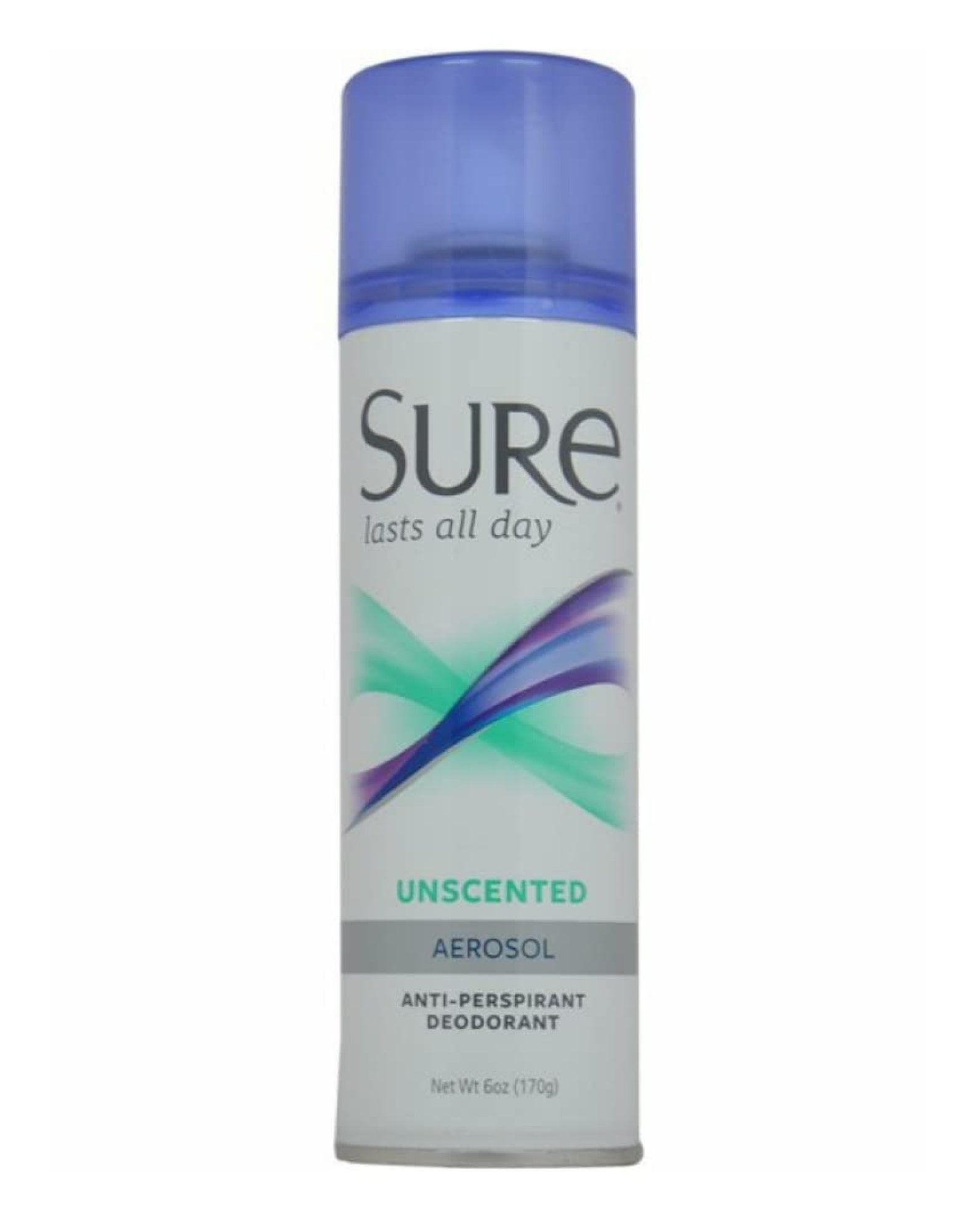 Sure AntiPerspirant & Deodorant Aerosol Spray Unscented, 6 oz (Pack of
