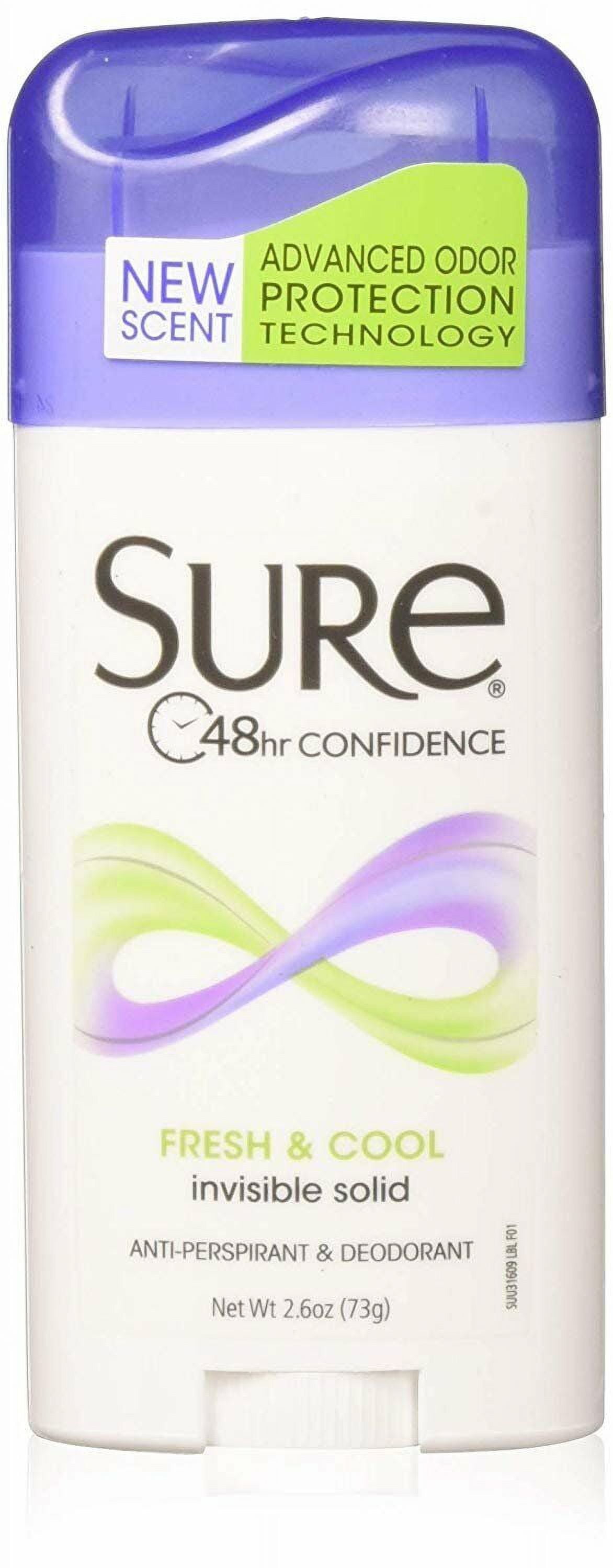 Sure Anti-Perspirant & Deodorant Invisible Solid Fresh & Cool 2.60 oz Pack of 6