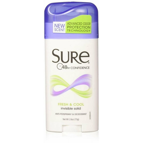 Sure Anti-Perspirant & Deodorant Invisible Solid Fresh & Cool 2.60 oz Pack of 6