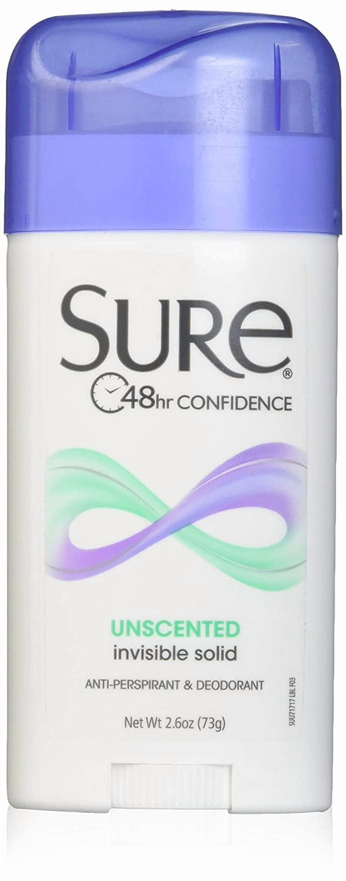 Sure Anti-Perspirant Deodorant Invisible Solid Unscented 2.60 oz Pack of 10