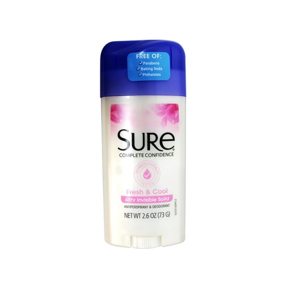 Sure Antiperspirant & Deodorant, Fresh And Cool, 48hr Invisible Solid, 2.6 Oz (Pack of 2)