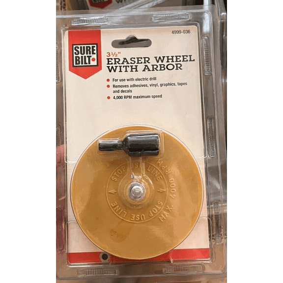 Sure Bilt 4999-036 Eraser Wheel with Arbor 3 1/2 inch ^