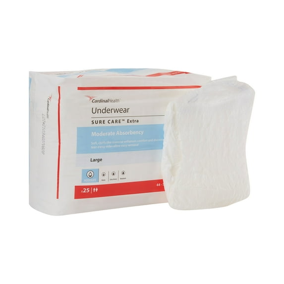 Sure Care Extra Disposable Underwear Pull On with Tear Away Seams Large, 1845R, 66, 100 Ct
