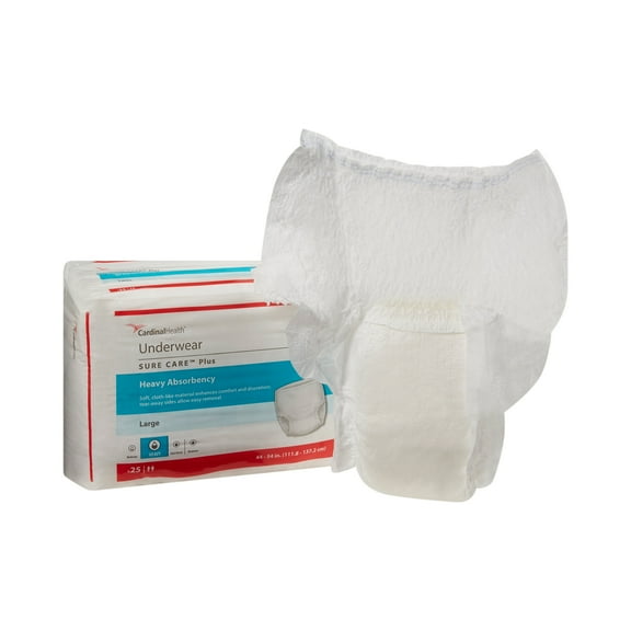 Sure Care Plus Disposable Underwear Pull On with Tear Away Seams Large, 1615R, Heavy, 25 Ct