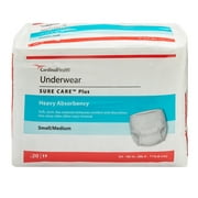 Sure Care Plus Disposable Underwear Pull On with Tear Away Seams Small / Medium, 1605, Heavy, 80 Ct