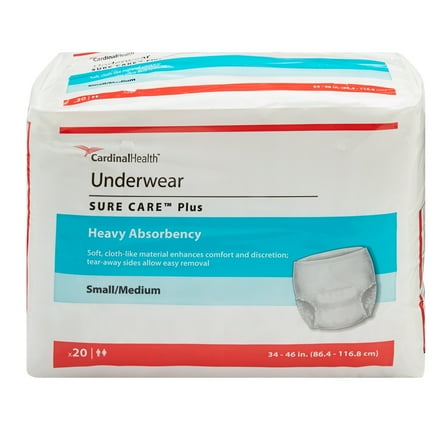 Sure Care Plus Disposable Underwear Pull On with Tear Away Seams Small / Medium, 1605, 49, 80 Ct