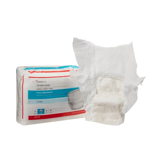 Sure Care Plus Disposable Underwear Pull On with Tear Away Seams X-Large, 1625R, 54, 25 Ct