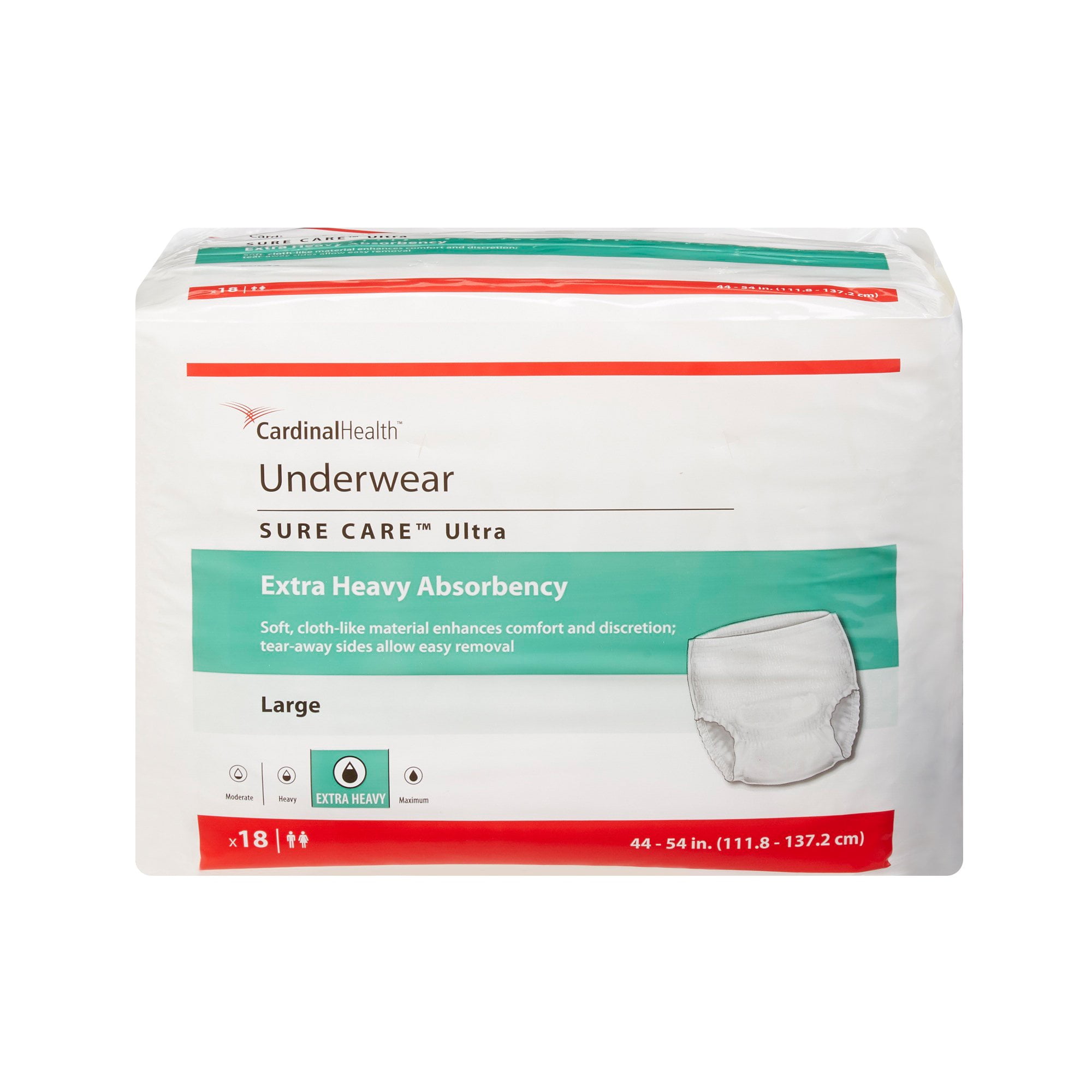Sure Care Ultra Disposable Underwear Pull On with Tear Away Seams Large,  1445, Extra Heavy, 18 Ct 