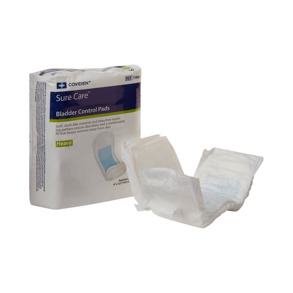 Sure Care Unisex Contoured Bladder Control Incontinence Pads, Heavy Absorbency, 4" x 12.5", 16 Count, 6 Packs, 96 Total