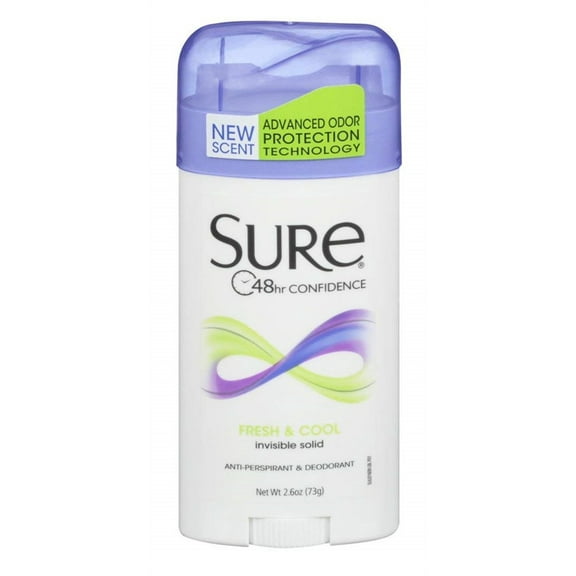 Sure Deodorant 2.6oz Invisible Solid Fresh And Cool (Pack of 2)