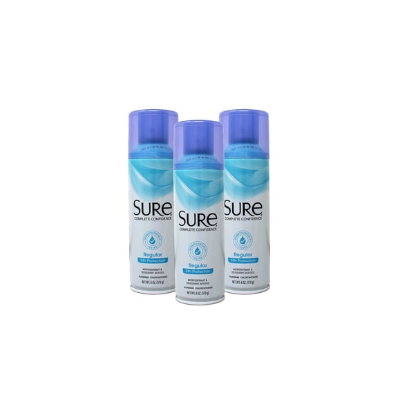 Sure Deodorant 6oz Aerosol Regular Scent (Pack of 3)