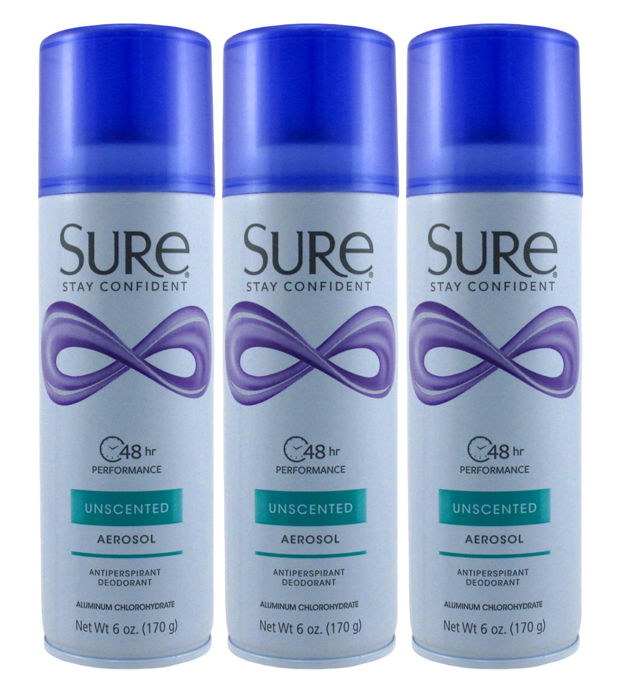 Sure Deodorant 6oz Aerosol Unscented (Pack of 3)