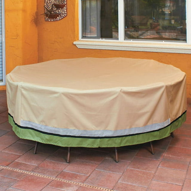 Sure Fit Deluxe Round Table and Chair Set Cover, Taupe