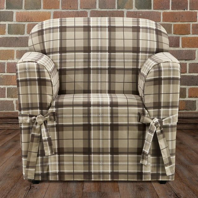 Sure Fit Highland Plaid 1Piece Straight Skirt with Ties and Cord Chair