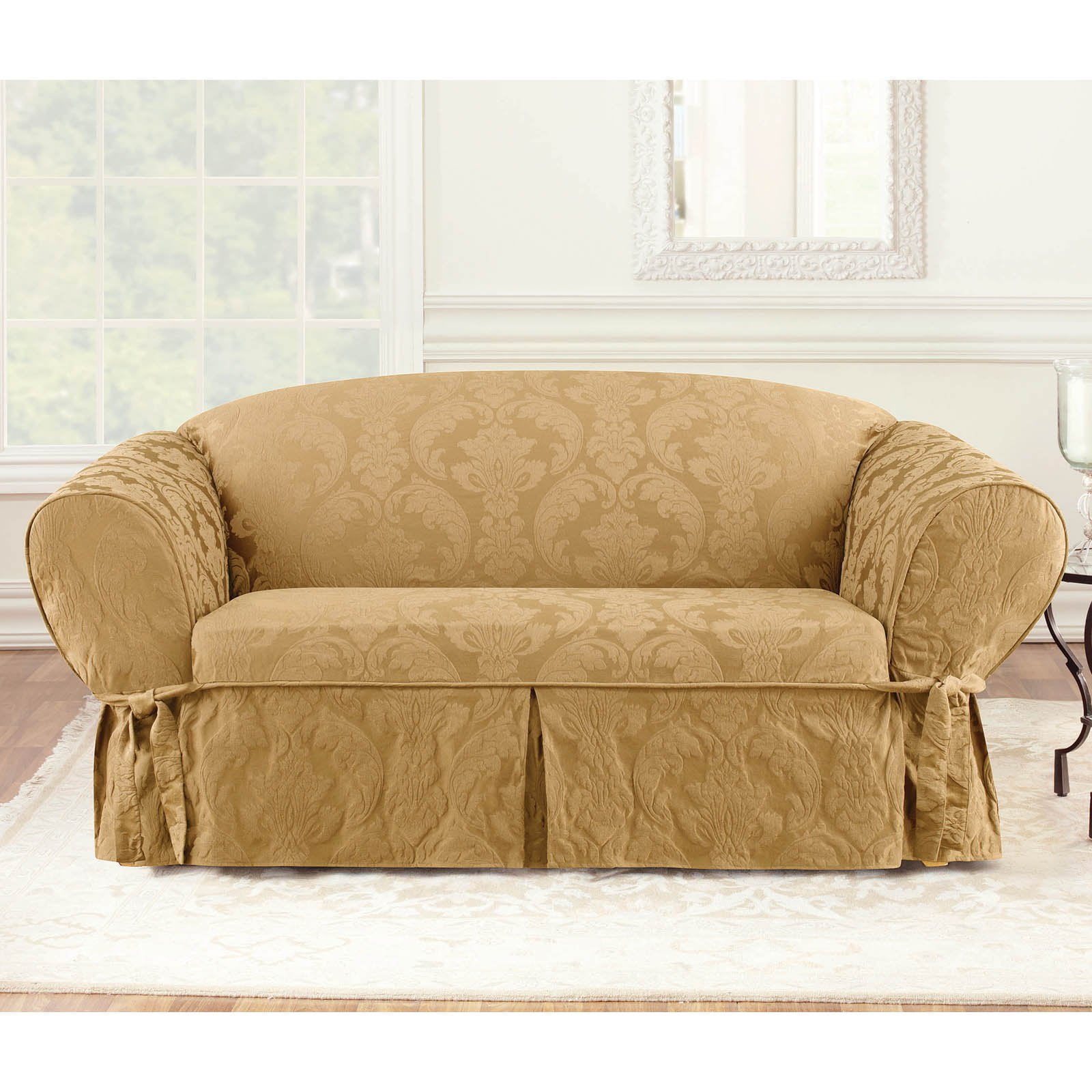 Sure Fit Stretch Suede - Loveseat Slipcover - Dark Green (SF36473