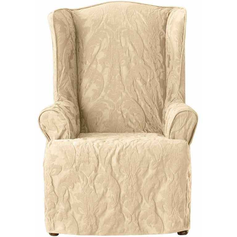 Sure Fit Matelasse Damask Wing Chair Slipcover
