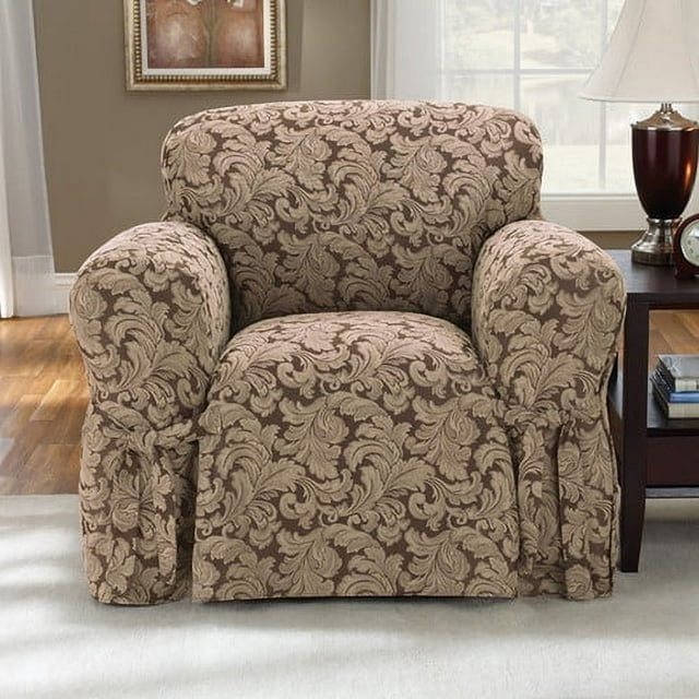 Sure Fit Scroll Brown Chair Slipcover