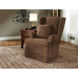 Zenna Home Stretch Pixel 1 Piece Wing Back Arm Chair Furniture Cover Slipcover Dark Olive Green Walmart