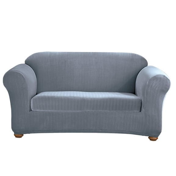 Sure Fit Stretch Pinstripe 2 Piece Loveseat Slipcover