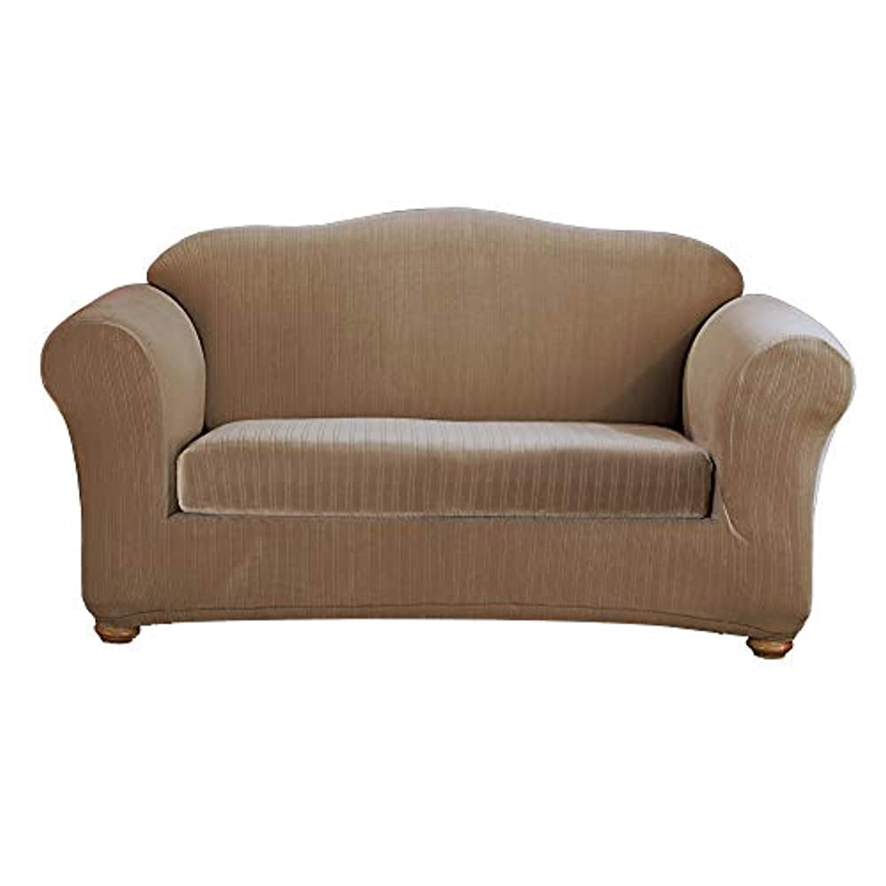 Sure Fit Stretch Pinstripe 2 Piece Loveseat Slipcover