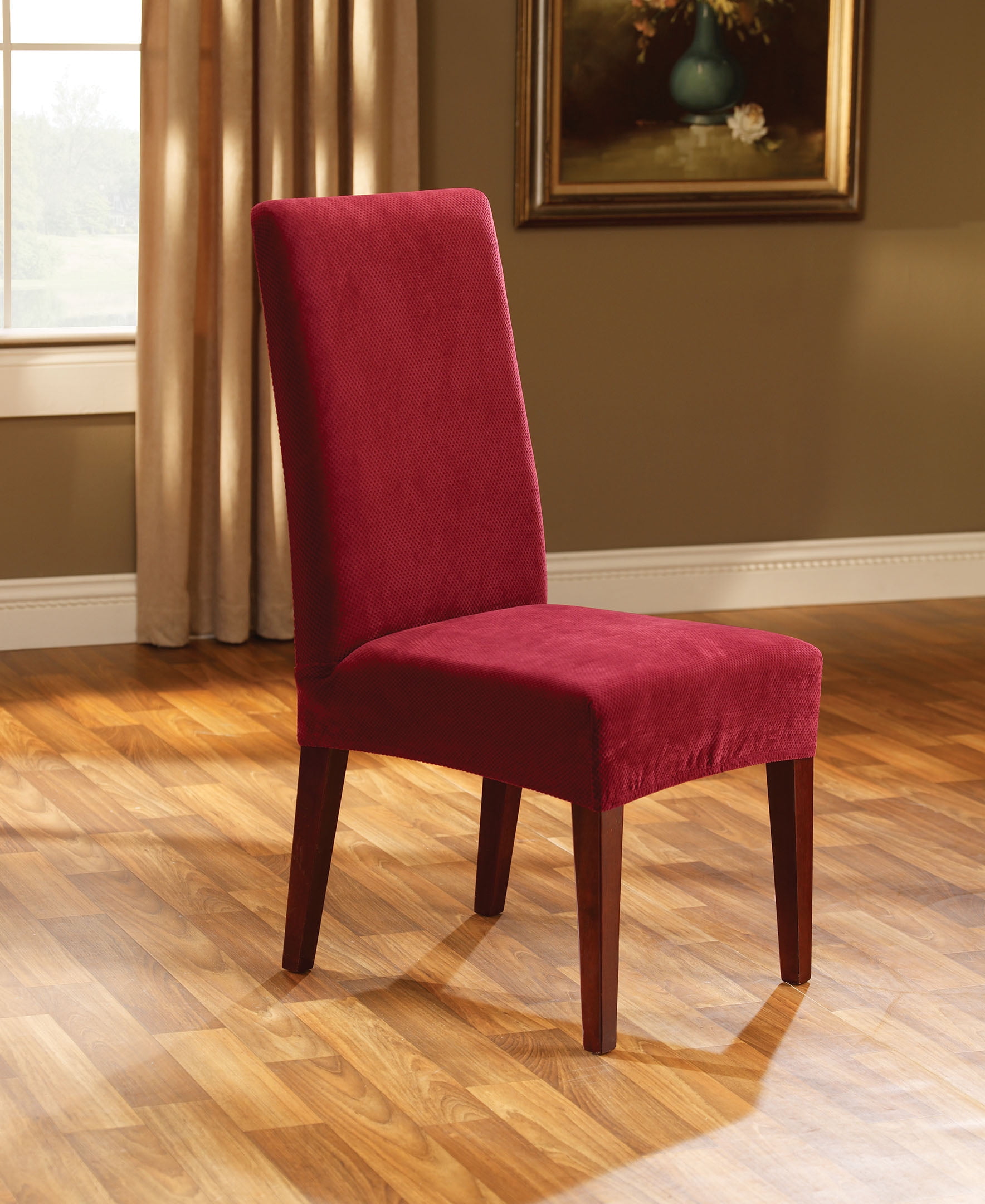 Garnet Stretch Pique Short Dining Chair Slipcover