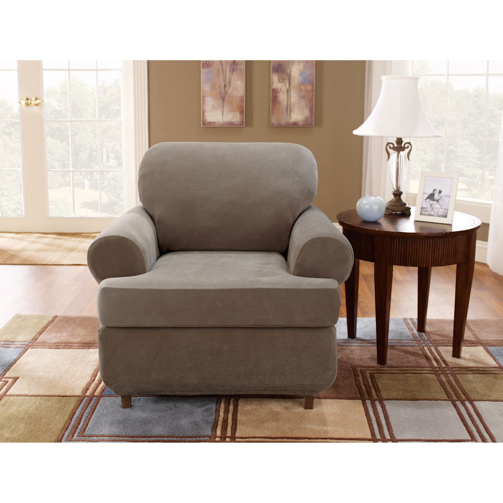 Sure Fit Stretch Pique Two Piece Chair Slipcover 
