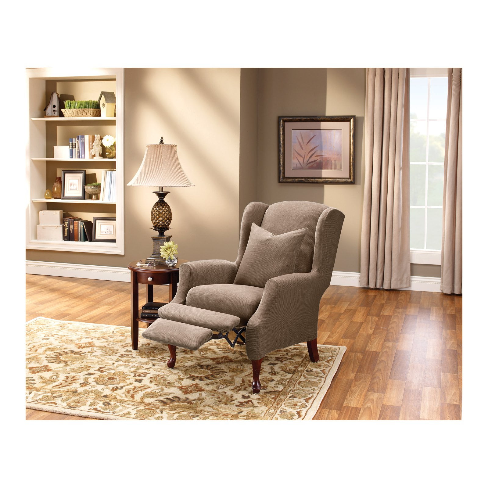 Stretch Pique Recliner Slipcover Taupe - Sure Fit : Target