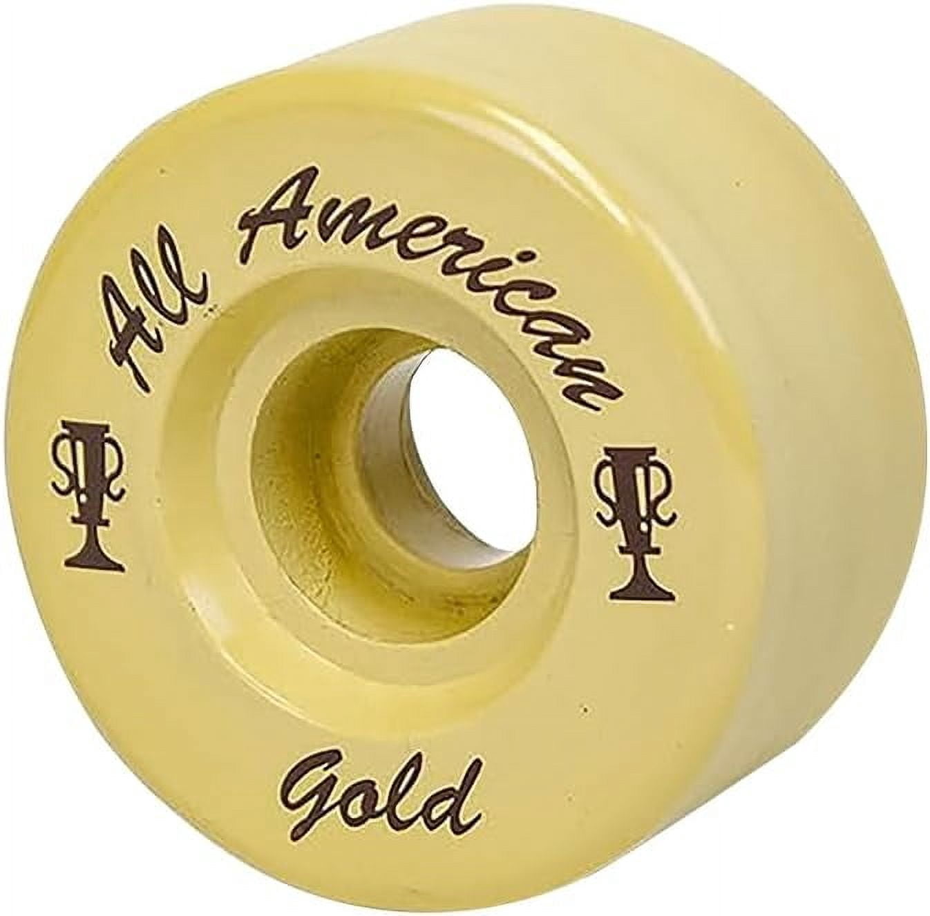 Sure Grip All American Gold Roller Skate Wheels – 8-Pack, 62mm, Vanathane Material, Indoor Use, Made In USA, Gold Color