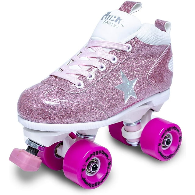 SureGrip Girls Indoor Outdoor Classic Pink Glitter Roller Skates Size