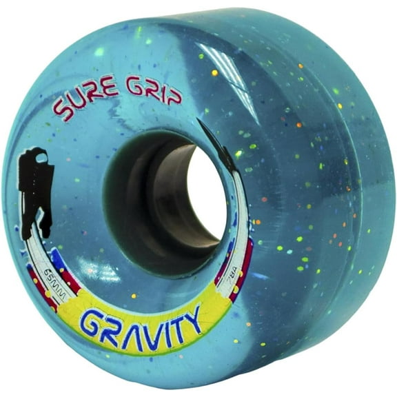 Sure-Grip Gravity Glitter Roller Skate Outdoor Wheels - Made Super Hi-Rebound Polyurethane - 78A Durometer, 65mm D X 35mm W - Durable Performance, Beginner Friendly - Blue (Set of 8)