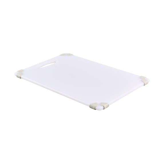 Sure Grip White Plastic Cutting Board - Non-Slip, Measurement Markers, Carrying Handle - 12" x 18" - 1 count box