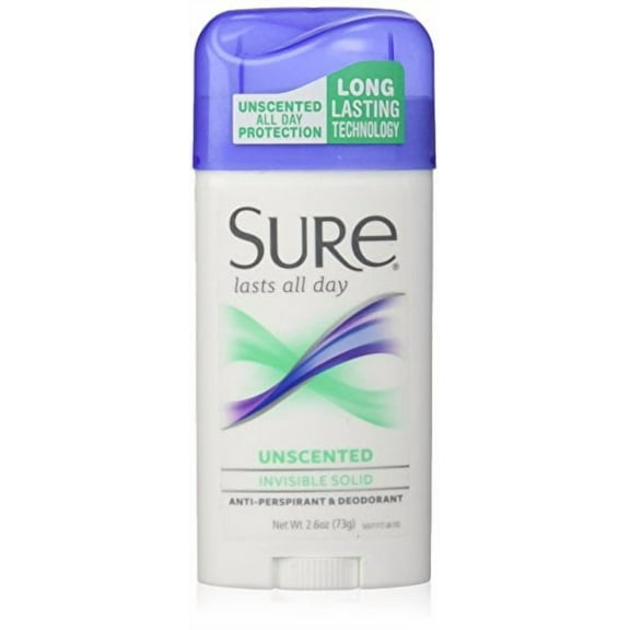 Sure Invisible Solid Anti-Perspirant & Deodorant Unscented - 2.6 oz (Pack of 6)